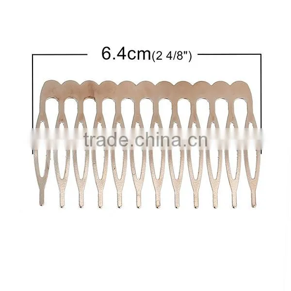 Iron Based Alloy Hair Clips Findings Rectangle Rose Gold 64mm x 39mm photo-2