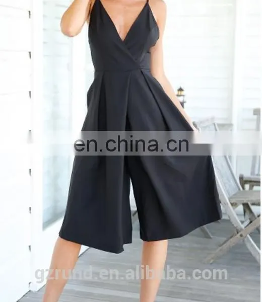New Model Hot Style Wide-legged Pant Small Quantity Deep V Neck Ladies Jumpsuit photo-4