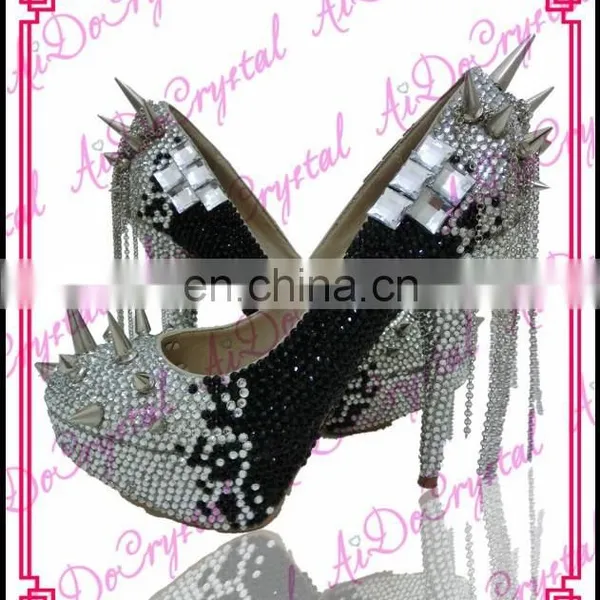 Aidocrystal 3.5 Inch Crystal Wth Diamond Punk Rock Gothic High Heel Pumps