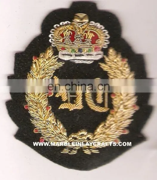 Hand Embroidered Gold / Silver / Antique Bullion Blazer Badge, Crest, Insignia, Patch, Logo, Emblem