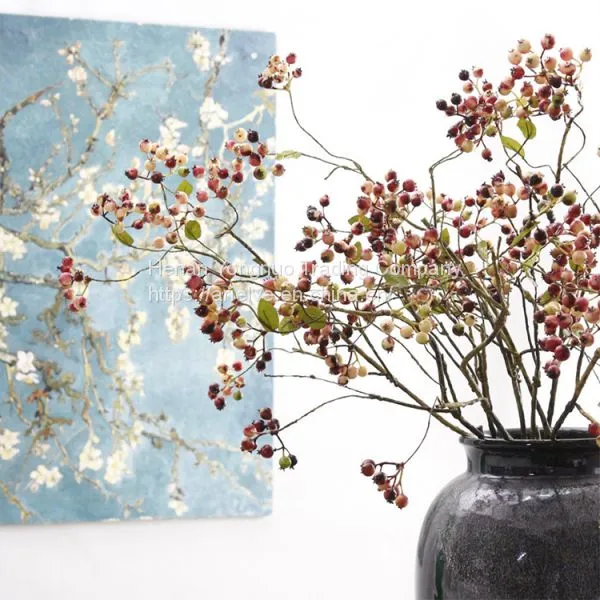 Good Quality 2 Branches Artificial PE Blue Berry For Christmas Decoration photo-2