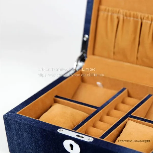 Custom Logo Luxury Jewelry Gift Box Ring Necklace Fabric Jewelry Storage Box With Lock Design photo-5