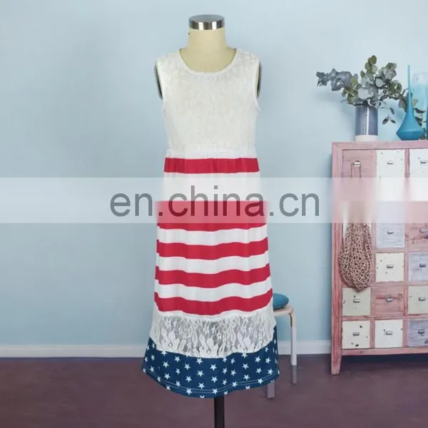 America 4th July HolidayLace Patchwork Print Kids Clothes Girl Dress Women Mom And Me Dress (this Link for Girls,1-12years) photo-3