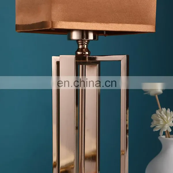 Western Simple Design Square Luxury Gold Modern Cheap Bedside Lamp for Bedroom Living Room photo-5