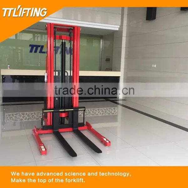 New Design Semi Electric Stacker Forklift With Wide Leg
