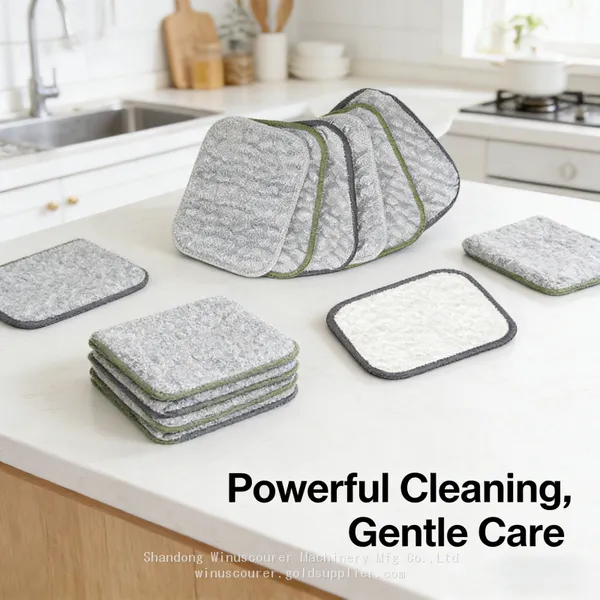 Kitchen Dishwashing Cloth Silver Thread Cotton Sponge Dish Washing Cloth