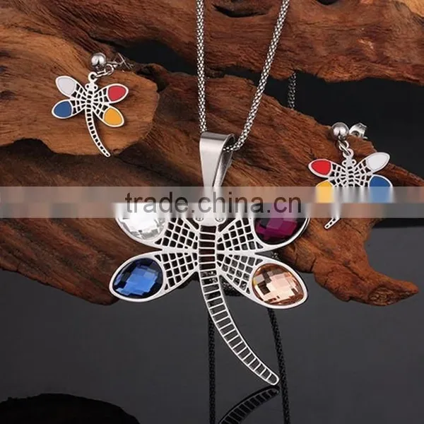 Stainless Steel Dragonfly Young Girl Earring Jewelry Set photo-6