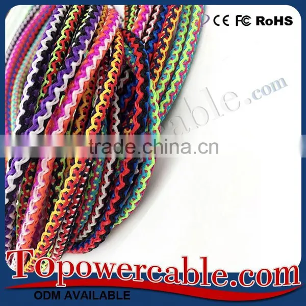 Colorful Braided Red White 3.5mm Male to Male Audio AUX Cable For Car photo-5