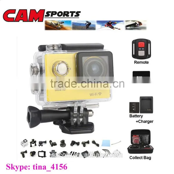 WIFI Waterproof Action Sport Camera 4K 15fps Remote Control Bracelet 2.0'' LCD 170 Degree Angle 1050mAh 12MP