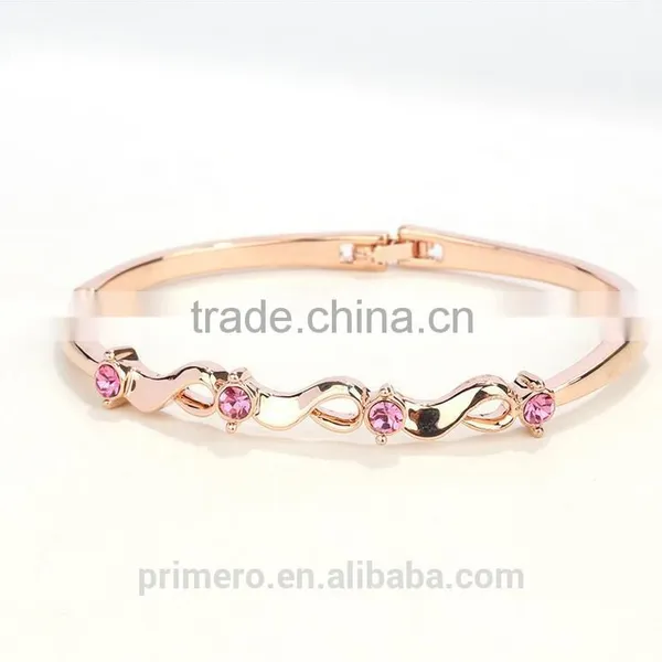 New 18k Rose Gold Filled Twist Clear Austrian Crystal Wrist Bracelet Bangle Jewelry photo-2