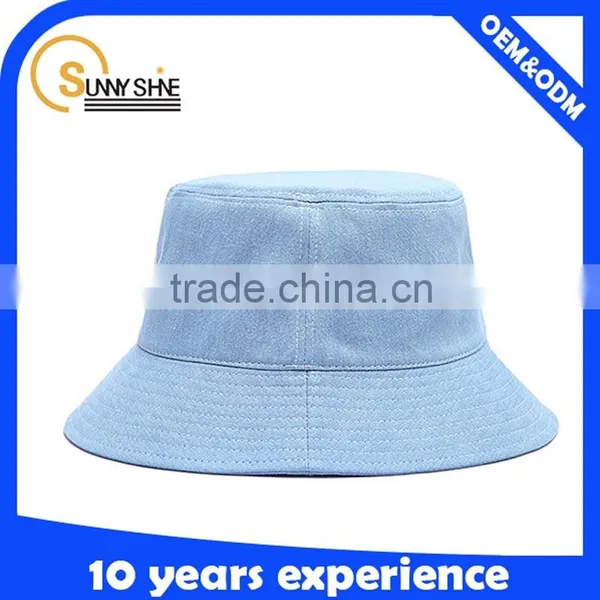 Custom Cotton Plain Blank Light Blue Sky Bucket Hats Wholesale photo-2