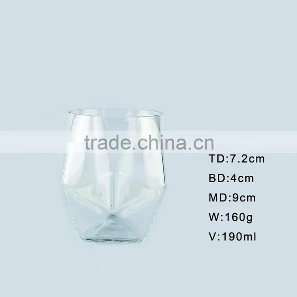 Special Unique Customized Size Clear Tranparent Popular Model Leadfree Diamond Shaped Shot Whisky Glass photo-2
