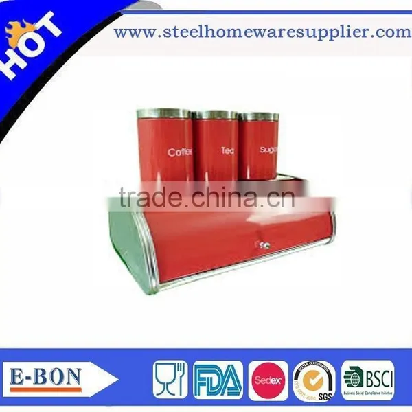 Modern Design Stainless Steel Bread Box and Canister Set photo-2
