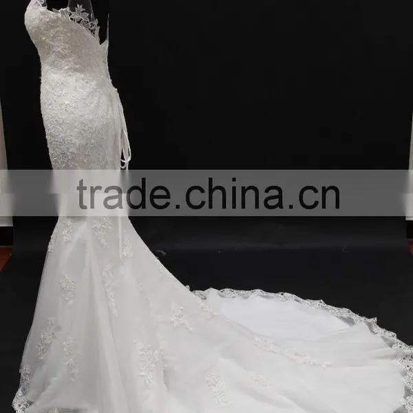 Real Factory Product! Venice Lace Flower With Delicated Beading Mermaid Wedding Dress photo-4