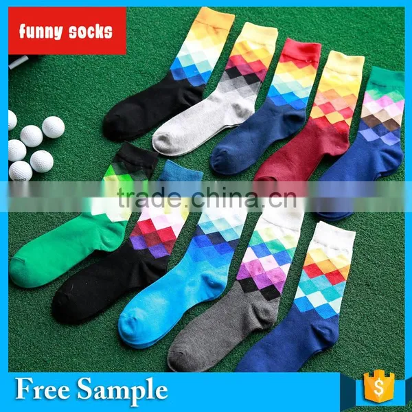 Men Colorful Happy Combed Cotton Dress Socks photo-6