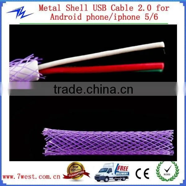 Newest Aluminum Mesh Braided Micro 5 Pin USB Charger Cable for Samsung photo-3
