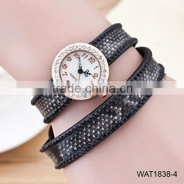 Fashion Women Fish Scale Wristwatch Leather Cord Bracelet Wrist Watch photo-4