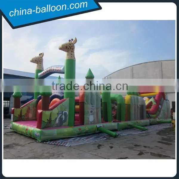 Inflatable Zoo Bouncer / Animal Cartoon Inflatable Obstacle Bouncy for Kindergarten photo-2
