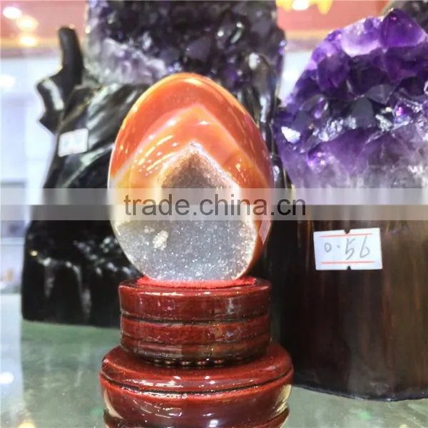 Natural Colorfull Agate Geode Crystal Egg Ornaments photo-3