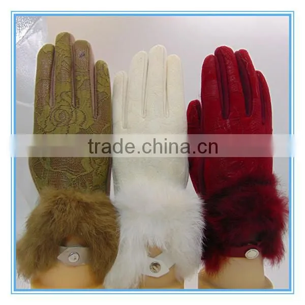 PU And Lace Lined Thick Sexy Gloves Women With Fur photo-6