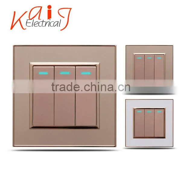 Wall Mount 3 Gang Light Switch With Led Indicator photo-2