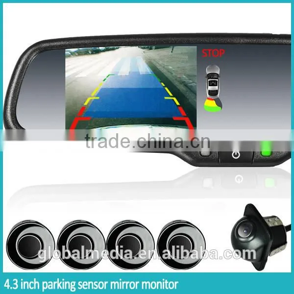 Car Rearview Mirror With Reverse Camera Rearview Monitor and OEM Parking Sensor 4 Replaceable Detectors photo-2