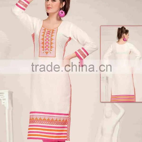 Designer Silk Embroidered KURTI-TUNIC-TOP-KURTA photo-6
