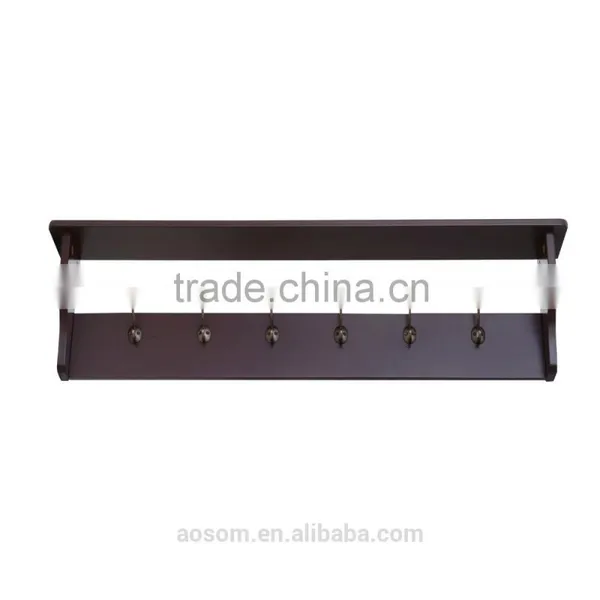 HomCom Coffee 42" 6 Hook Hanging Entryway Shelf photo-4
