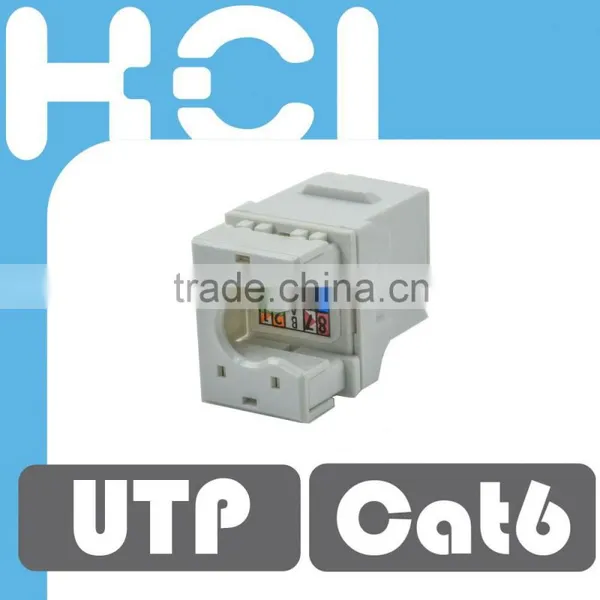 Cat6 UL 180 Degree Unshielded UTP Dual IDC Modular Keystone Jack With Shutter photo-3