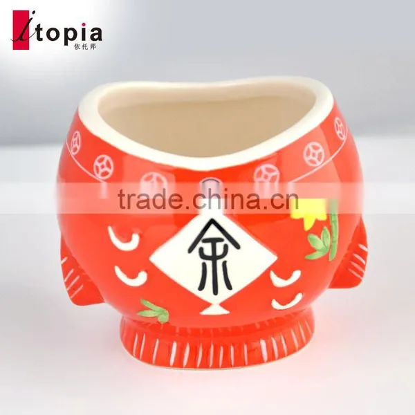 Red Happiness and Wholesale Fish Shaped Fruit Mug Ceramic Cup photo-3