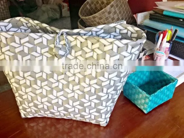 Handmade Woven Polypropylene Fabric Baskets, Woman Bags