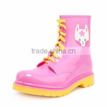 2016 New Design Girls Lovely Solid Martin PVC Rain Boots photo-2