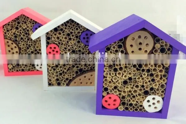 New Fashion FSC Wooden Garden Hanging Bee Insect Hotel House Cage photo-6