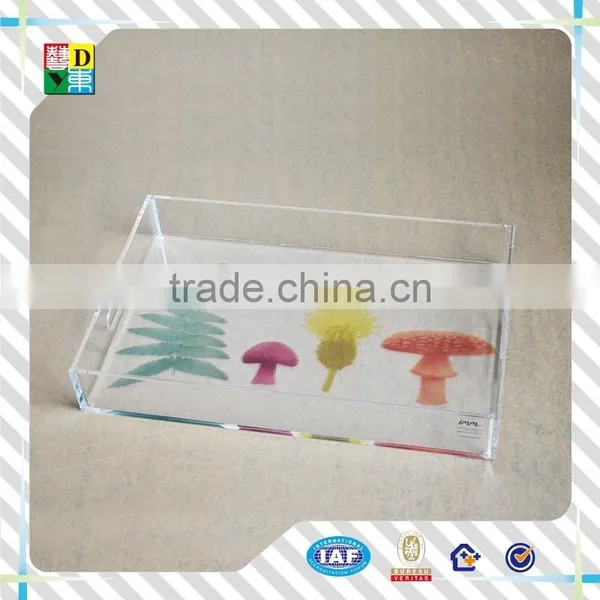 2016 Custom Design Acrylic Serving Tray Hot Sale Acrylic Food Tray PMMA Acrylic Tray With Insert Wholesale Pricce photo-2