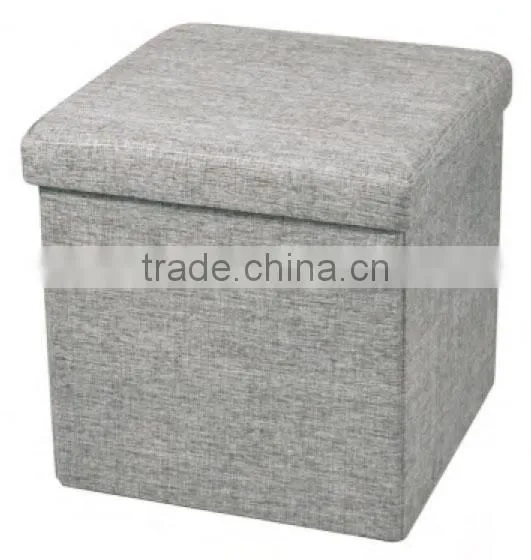 Grey Polyester Linen Durable Storage Ottoman Foot Rest photo-2