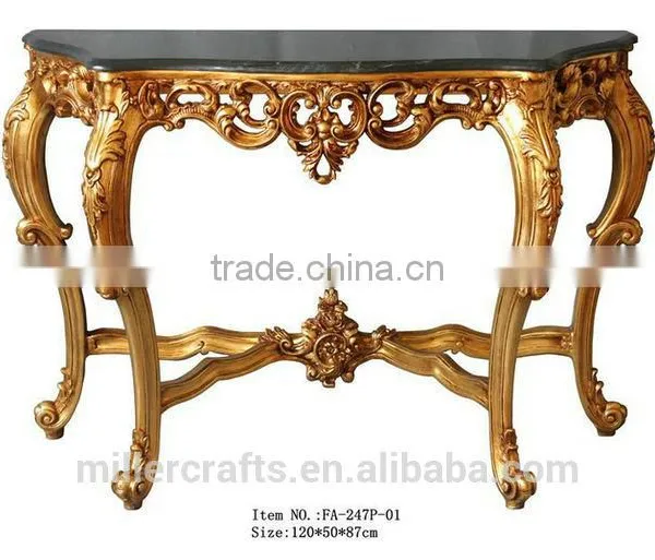 Antique Gold Living Room Console Table Rococo Furniture photo-2