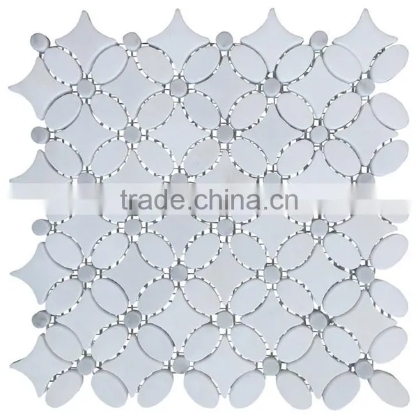 MM-CV280 Low Price Bathroom Natural Stone White Color Flower Shape Marble Mosaic photo-2