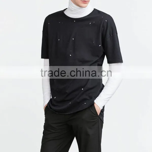 Paint Splatter T-shirt With Round Neck Short Sleeves Fancy Design Casual Bottom T-shirt For Autumn photo-2