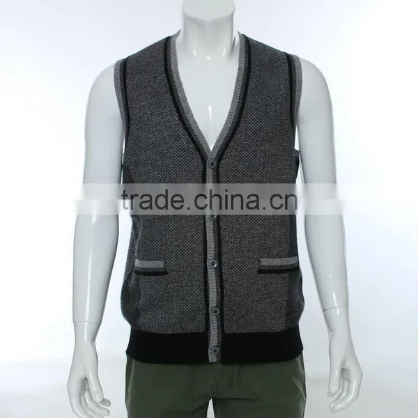 v Neck Sweater Vest Wholesale,slimming Vest for Men,Houndstooth Pattern Vest Knitting Machine for Sweater Vest photo-2