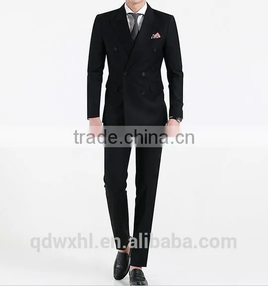 Fashion Navy Blue Stripe Double-Breasted Bespoke Suit Wholesale Mens Suit photo-4