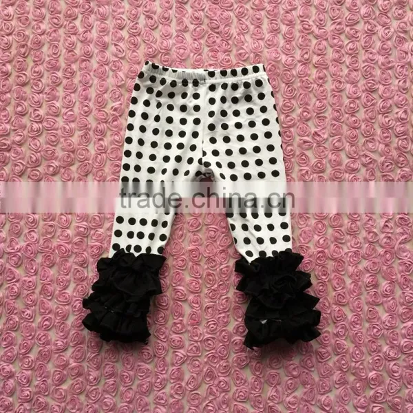 2016 Hot Sale Cheap Black Dots Icing Pants With Solid Black Ruffles Icing Pants