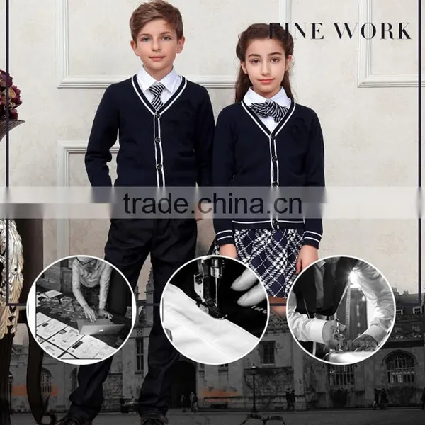 Blank Plain Color Knitting Cardigan School-uniform Sample photo-2