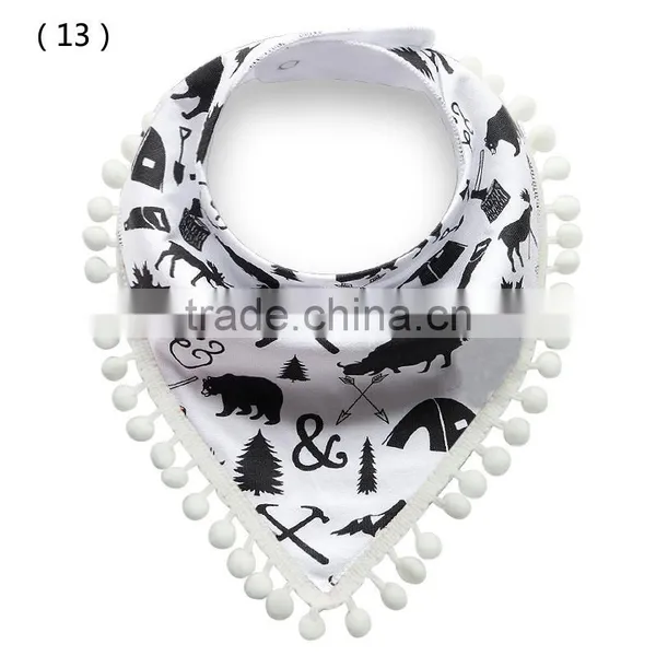 S17223A Soft Organic Cotton Baby Bandana Drool Bibs With Pom-Pom photo-4