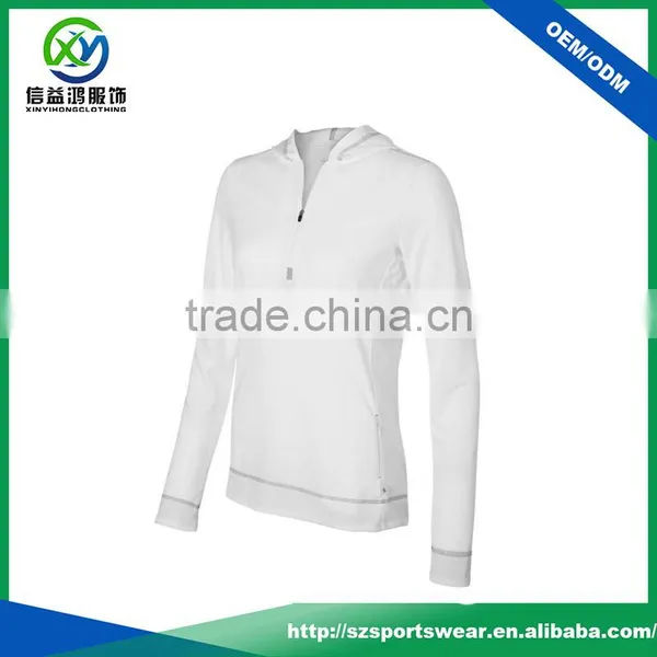 OEM Blank Design Quarter-Zip Smooth Material Quick Dry Lady Hoody Sweatshirt photo-2