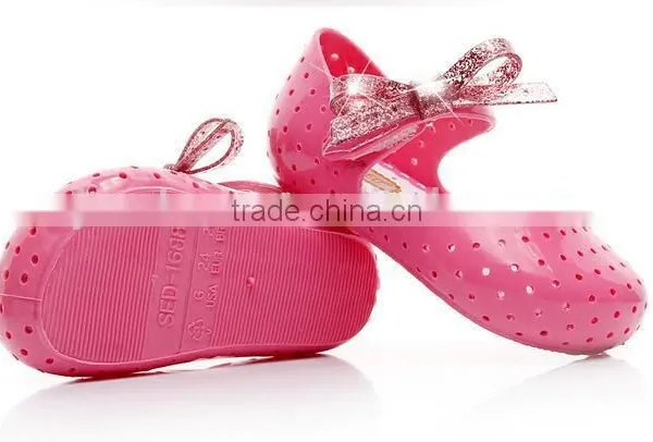 Shining Side Bow Hook and Loop Type Mini Melissa Jelly Shoes photo-6