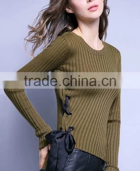 Factory Wholesale Women's Thin Wide Neck Tight Pullover Spring Sweaters With High Quality photo-3