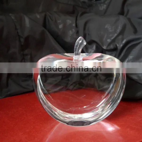 High Quality Faceted Clear Crystal Apple With Metal Leaf Crafts photo-5