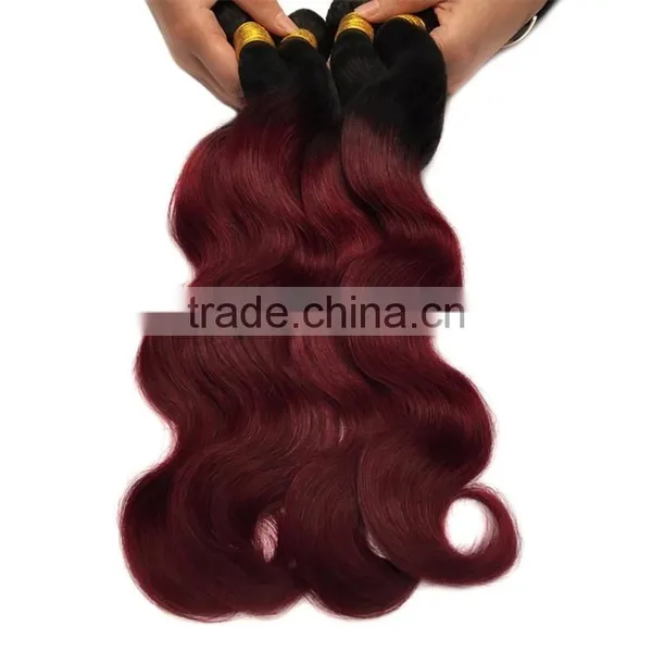 Wholesale Cheap Ombre Peruvian Hair Weave Bundle Burgundy 1B 99J Peruvian Body Wave Red Ombre Hair Extension photo-6