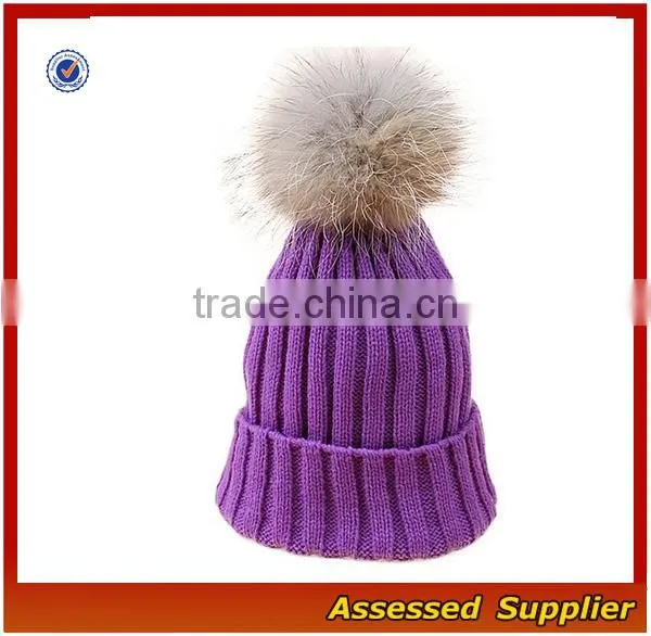 OEM High Quality Winter Knit Hat With Ball on Top Women and Man Fahion Beanie Knitted Hat With Pompoms for Wholesale photo-5