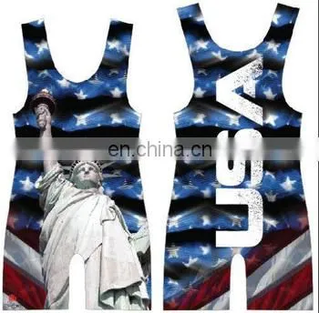 High Quality Men's 4xl Sublimated Custom Wrestling Singlets photo-6